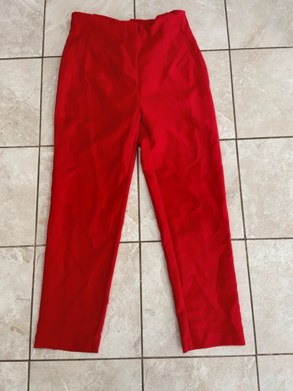 Ovi Red High-Waist Tapered Trousers